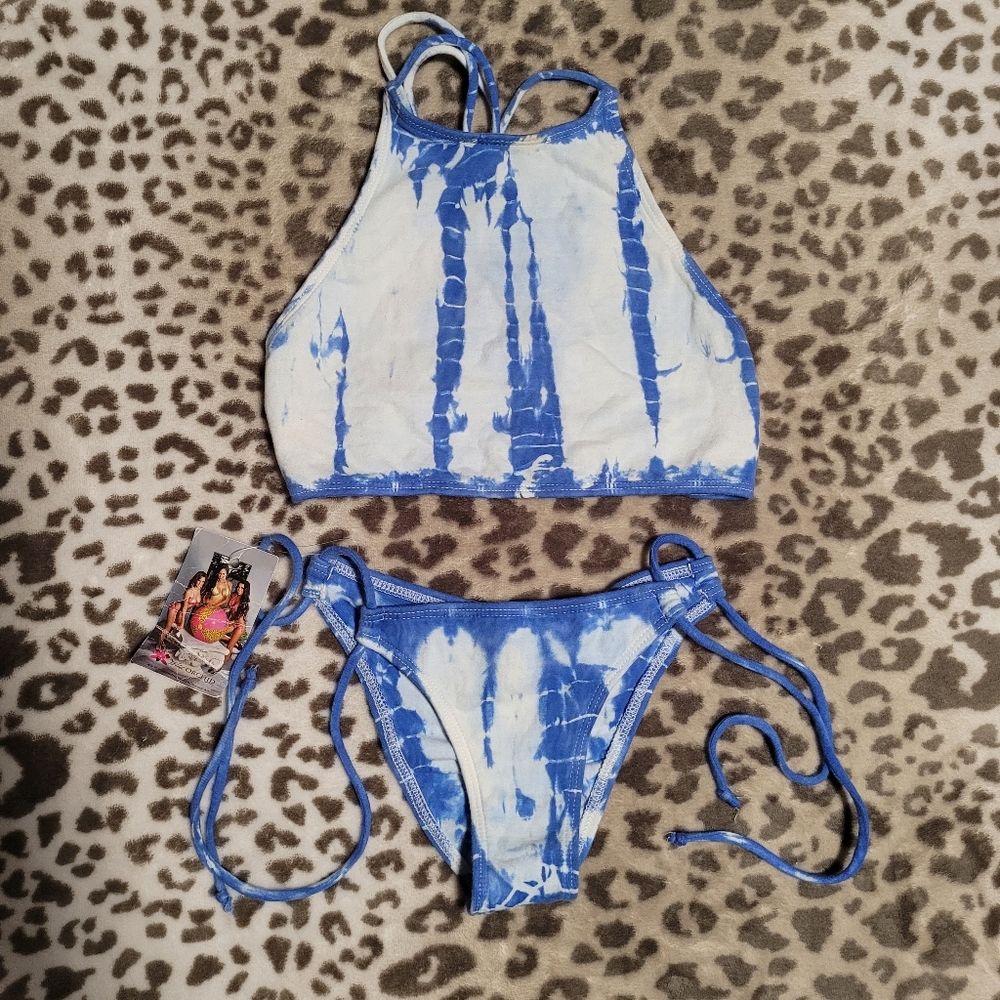 NWT Wild Orchid Blue Tye-Dye Bikini Two-Piece Women's Size X-Small XS Swimsuit